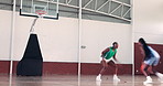 Sports, basketball and women with competition, game and talent with skills, fitness and challenge. People, team and players in wellness center, healthy and athlete with energy, workout and practice