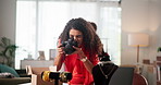 Logistics, photography and jewelry with woman and product for small business, designer or ugc marketing. Ecommerce, online boutique and post with person in office for entrepreneur or creative startup