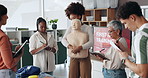 People, writing or dummy for first aid training for rescue safety, demonstration lesson or education. Paramedic, cpr class or presentation for medical emergency, learning procedure or life saving