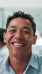 Happy, confident and face of businessman in office for finance career with development. Smile, professional and portrait of male financial advisor with pride for investment profit in company.