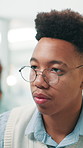 Man, programmer and glasses with software development for problem solving, UI design or UX at office. Male person, coder or app designer with career in IT or computer science for web or system update