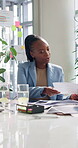 Documents, explain and proposal with business woman in office for meeting, pitch or presentation. Ideas, paper and planning with employee in boardroom for brainstorming, development or strategy