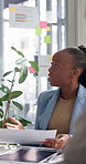 Business, woman and talk with document in office for finance proposal, review growth and feedback. Manager, explaining and brainstorming with briefing paperwork, financial report and investment pitch