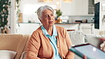 Senior care, old woman and nurse with tablet, nursing home and info for health assessment and digital. Communication, elderly patient and caregiver with tech for healthcare, people and medical report