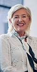 Interview, manager and face of happy businesswoman for recruiting workforce, career or hiring policy. Mature CEO, job opportunity screening or evaluation with smile or company in office for review