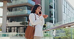 Business, woman and phone call with negotiation in city for property listing, rental agreement and discussion. Realtor, employee and speaking to client for networking, real estate deal and proposal