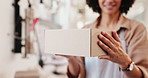 Business, packaging and woman in workshop, boxes or ecommerce with artisan industry. Person, supply chain or entrepreneur in studio, prepare parcel for shipping, art product or delivery with series