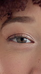 Person, face and retina with closeup of eyes for optometry, glaucoma exam and contact lenses. Ophthalmology, medical test and eyeball for eyecare, eyesight and vision wellness with optical assessment
