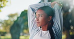 Face, smile or Indian woman in nature for fitness, training routine or exercise health. Confident, portrait and happy girl athlete runner in park for workout practice, outdoor jog or sports break