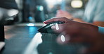 Hands, business and woman with keyboard, connection and internet with corporate report. Closeup, person and accounting with financial advisor, feedback and investment with stock market and email