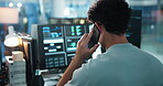 Phone call, back and coding with person and computer for software developer, programmer update and design feedback. Research, backend script and app project with employee in agency for web review
