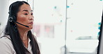 Call center, mature woman and consulting with headset for help desk, support and advice for customer service. Telemarketing, female agent and explain for business crm, questions and contact in office