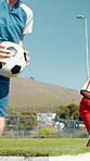 Children, jumping and ball for soccer practice for agility training, balance exercise and sports workout. Kids, box and equipment for playing game, learning skills and team fitness for match activity