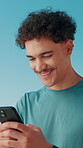 Search, runner and phone with man in city for fitness app, tracking performance or health stats. Running route, training guide and scroll with person outdoor for sport progress, smile or online map