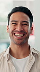 Happy, face and man in dealership with confidence, discount or investment in car insurance. Smile, portrait and salesman in showroom for vehicle finance, customer satisfaction and motor sales
