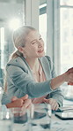 Happy woman, clapping or handshake in job interview with smile or deal for opportunity or hiring. Shaking hands, meeting or manager greeting candidate for company employment or recruitment process