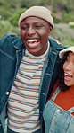 Face, outdoor and funny with friends, group and hug with happiness, bonding together and reunion. Portrait, people or students with smile, embrace or diversity with summer holiday or social gathering