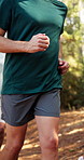Fitness, running and group in woods for body health, wellness and marathon race. Cardio, jog and senior people outdoor for exercise, workout and training for sports competition together on trail
