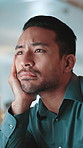 Tired, typing and bored business man with burnout, overwork and low energy with computer at night. Sleepy, fatigue and lazy worker with stress for deadline, exhausted and think of insomnia in office