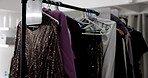 Clothes, rack and fashion for photoshoot, production and behind the scenes for stylist person and planning. Creative, professional and setup with media agency, backstage and choice for magazine