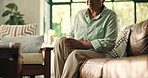 Senior, woman and hands with knee pain, muscle ache or tension for rheumatoid arthritis. Inflammation, osteoporosis or leg injury with circulation issue, joint strain or fibromyalgia swelling in home