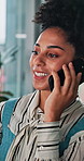 Phone call, networking and businesswoman in office with contact for information on legal case. Cellphone, communication and female attorney on mobile discussion with law client in workplace.