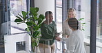 Greeting, handshake and meeting with business women in office for merger or partnership. Acquisition, introduction and welcome with employee team shaking hands in workplace for agreement or deal