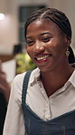Date, happy and woman in restaurant talking for conversation, bonding and social reunion. Diner, romantic dinner and people laughing for funny discussion, connection and relationship for love