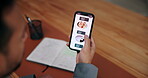 Online shopping, food and hands with smartphone, home or order meal on website, customer and screen. Browsing, menu and ecommerce with mobile app, person and search for takeaway with tech or shopper