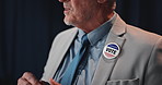 Politician, speech and mature man with discussion for press conference, seminar or forum on stage. Legislator, speaker and announcement for official event, talk and policy update for election or vote