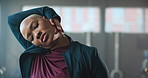 Stretching, workout and woman in gym, wellness and warm up with training, exercise and balance. Person, energy and runner in health facility, progress goals and stress relief with fitness and relax
