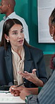 Business, women and discussion feedback in office for meeting update, finance progress and review. Financial stakeholders, tablet and documents in boardroom for seminar opinion or company performance