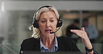 Woman, agent or laptop with headset for finance advice or customer service in call center office. Female person, consultant or financial advisor with computer for online help or virtual assistance