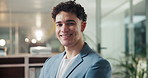 Smile, professional and face of businessman in office with confidence for finance career. Happy, portrait and male financial advisor from New York with pride and positive attitude in workplace.