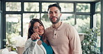 Face, romance and couple with keys in new home, hug or excited for ownership or property investment. Happy, man and embrace with woman, relocation and moving with boxes, relationship and milestone