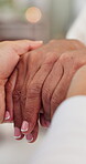 Women, holding hands and comfort senior person with bad news, depression and support for empathy. Bokeh, people and helping gesture of sympathy, mental health crisis and guidance for cancer diagnosis