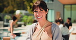Face, meditation and outdoor with senior woman, yoga and wellness with smile, chakra and zen. People, backyard and  mature person with happiness, confidence and pride with health, holiday and fitness