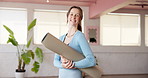 Face, smile and yoga mat with woman in club for exercise, fitness or wellness routine. Balance, health and pilates with happy person with portrait for awareness, mindfulness or inner peace in gym