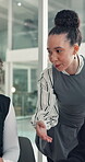 Team, discussion and online with business people in office for legal report, collaboration and settlement review. Contract clause research, attorney update and brainstorming with employees for plan