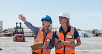 Clipboard, teamwork and women with logistics, shipping yard and inventory management. Cooperation, employees and people with help, track cargo and checklist for shipment, supply chain and talking