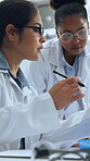 Research, talking and writing with women in lab for dna analysis, vaccine test and clinical trial. Virus investigation, antigen study and medical collaboration with scientist in clinic for planning