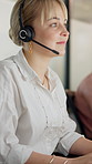 Customer service, woman or typing in call center for HR advice, telecom information or support. Human resources, person or consultant in office with tech for coworking, client feedback or assistance.