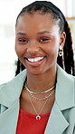 Happy, face and creative with business black woman in office for about us, branding advisor and pride. Smile, confidence and campaign startup with portrait of person in media agency as entrepreneur