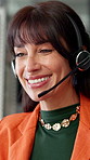 Happy woman, consultant and small business with headset for logistics, CRM or customer service. Female person, agent or communication with mic for order, virtual assistance or help in online startup