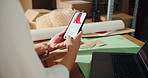 Hands, phone screen and online shopping for fashion, ecommerce or purchase shoes in office. Internet store, mobile or woman with app for retail logistics, discount sale or payment in startup business