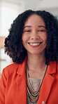 Phone, smile and face of business woman in office for social media campaign, contact and project. Branding, planning and seo marketing with female person in creative agency for chat and feedback
