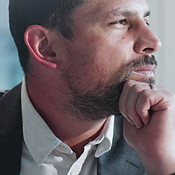 Business, thinking and man in office, financial advisor and problem ...