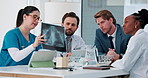 X ray, tablet or doctors with hospital lawyer in meeting, patient case discussion or malpractice lawsuit. Healthcare, review body scan or people talk for medical litigation, tech or neglect complaint