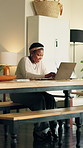 Remote work, laptop and happy black woman in home for online article, proofreading and editing report. Freelancer, house and person on computer for research, copywriting and planning for news story