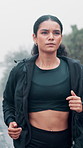 Healthy, running and woman with fitness, exercise and sports with workout, training and routine. Person, runner and athlete with cardio, progress and endurance with challenge, energy and morning